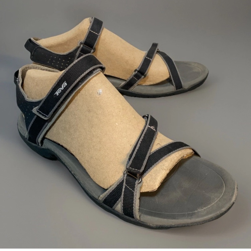 Teva Verra Sandals Women’s Black Grey Adjustable Straps Sports 1006263 Size 10 - Picture 1 of 9